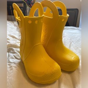 Size 7 Toddler yellow Croc Rain boots